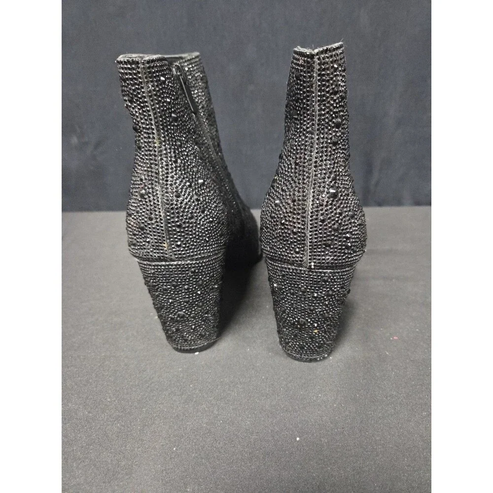 Betsey Johnson X Torrid Black Rhinestone Bootie Boots Size 7.5 WWE Extra Wide